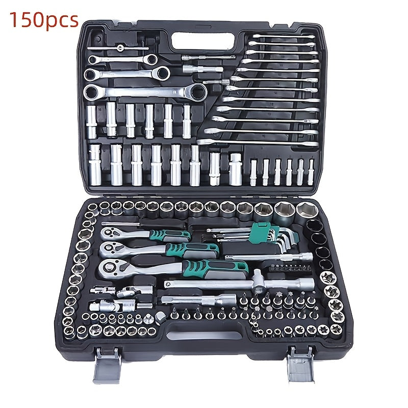 Coffret de clés à douille 150 pcs / 46 pcs – Jeu d’outils durables pour voiture et maison avec boîte de rangement premium