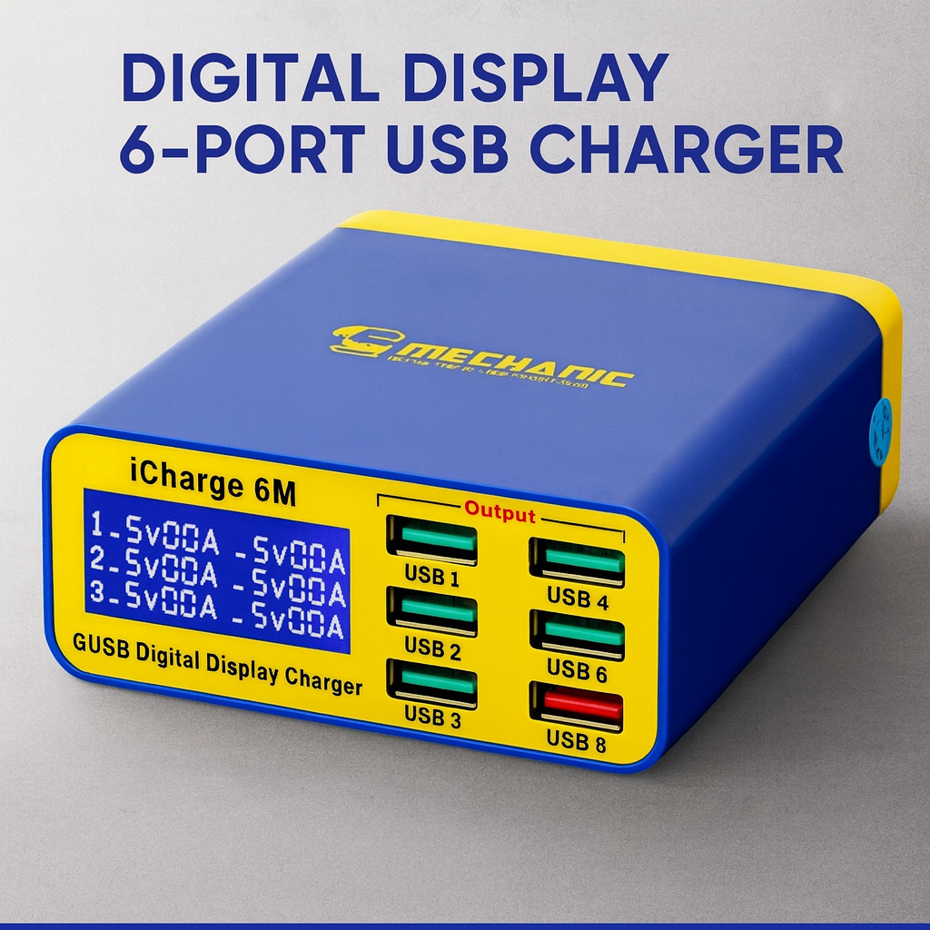 Chargeur USB Intelligent MECHANIC iCharge 6M – 6 Ports, Charge Rapide avec Écran Digital