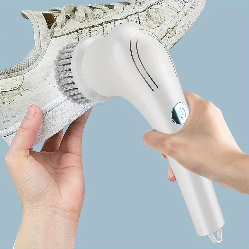 Brosse électrique de nettoyage ANKRIYUL avec 5 têtes interchangeables – Nettoyeur rotatif portable sans fil pour salle de bain, baignoire, carrelage, sol et cuisine – Recharge USB, batterie 800mAh