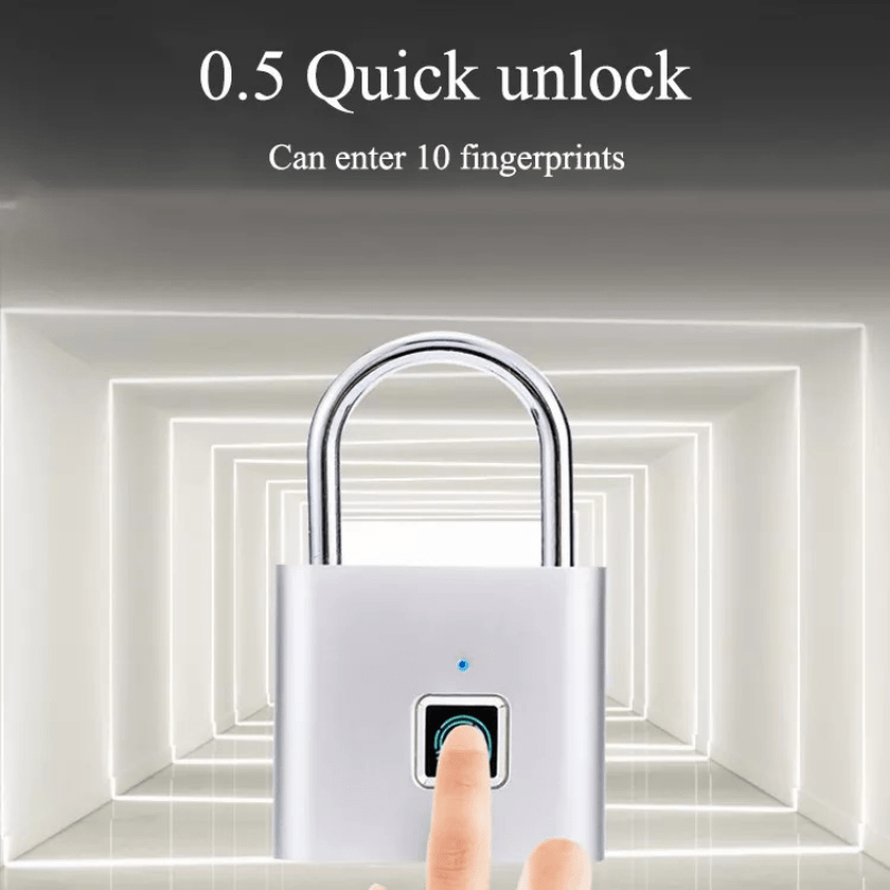 Cadenas Intelligent à Empreinte Digitale – Étanche, Sans Clé, Rechargeable USB, Aluminium Léger pour Bagages, Valises et Sacs à Dos
