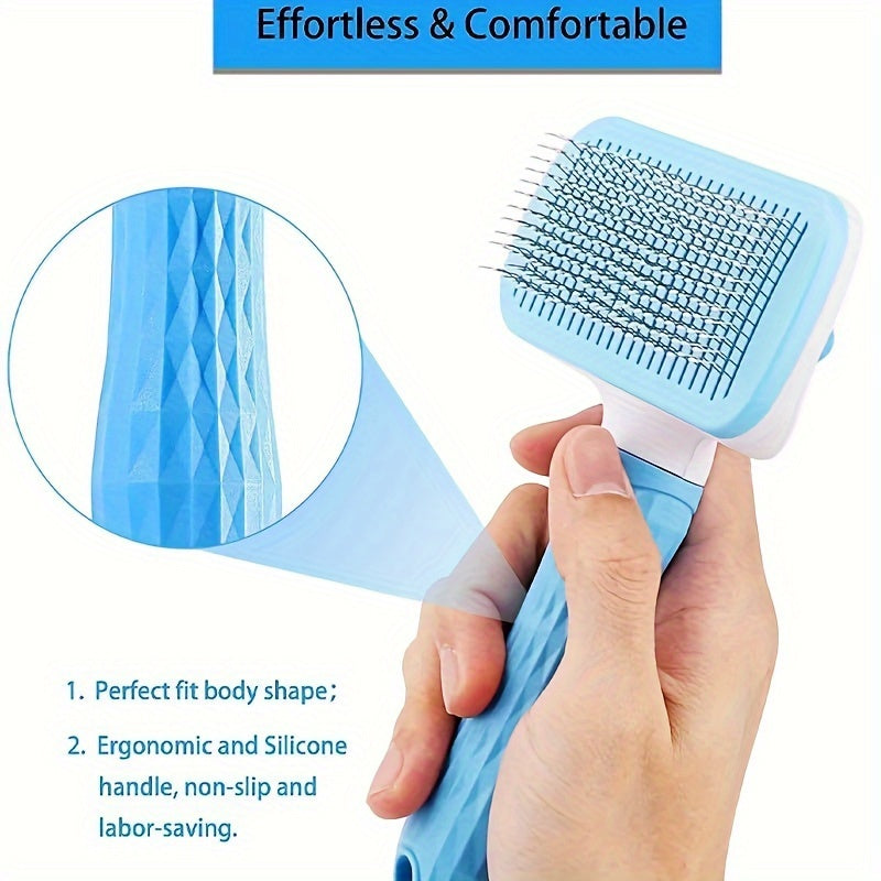Brosse et peigne de massage 2-en-1 pour chiens et chats – Design ergonomique, tête détachable, élimination des poils morts et toilettage efficace, réduit la perte de poils