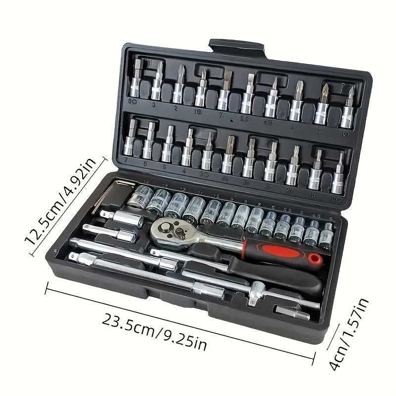 Coffret de clés à douille 150 pcs / 46 pcs – Jeu d’outils durables pour voiture et maison avec boîte de rangement premium