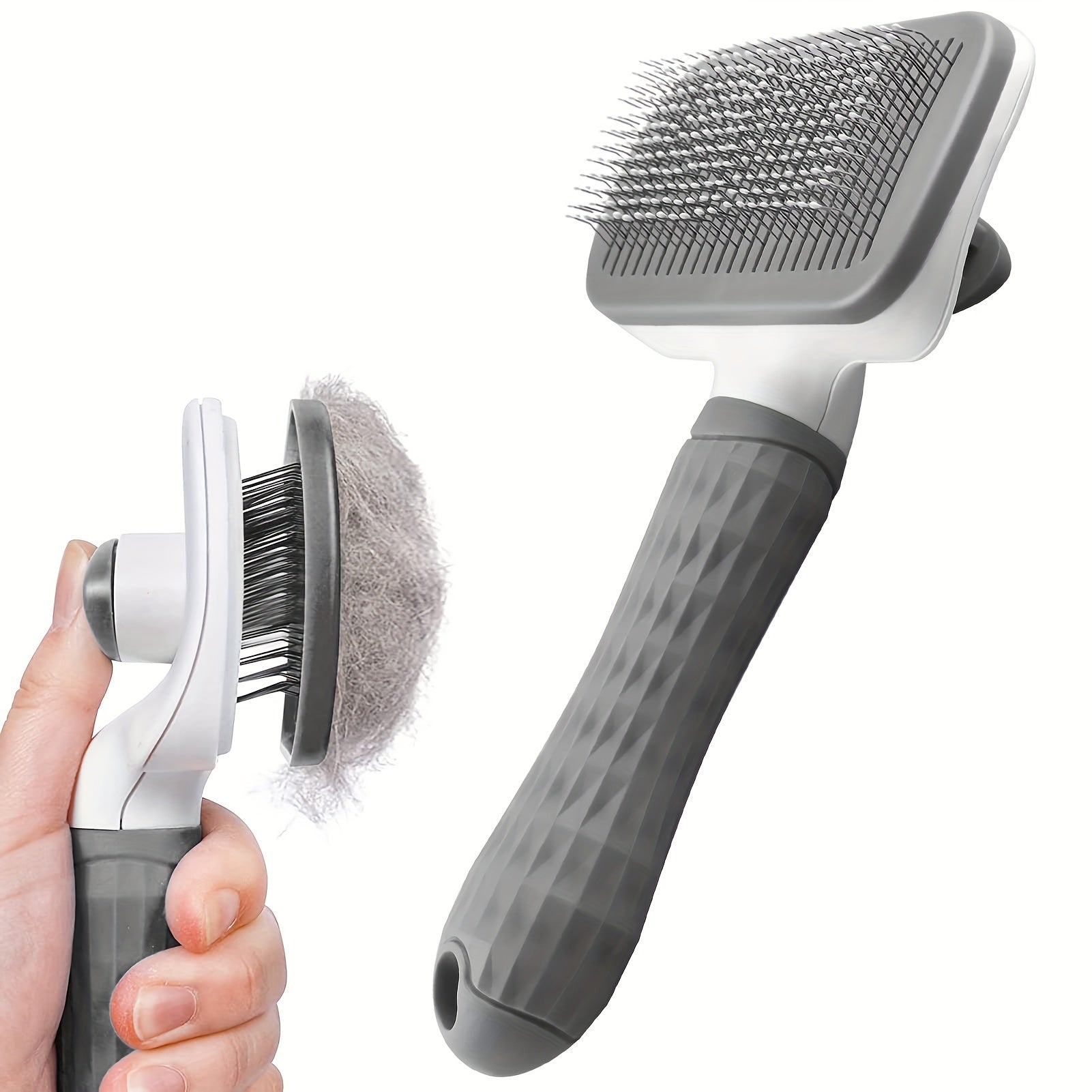 Brosse et peigne de massage 2-en-1 pour chiens et chats – Design ergonomique, tête détachable, élimination des poils morts et toilettage efficace, réduit la perte de poils