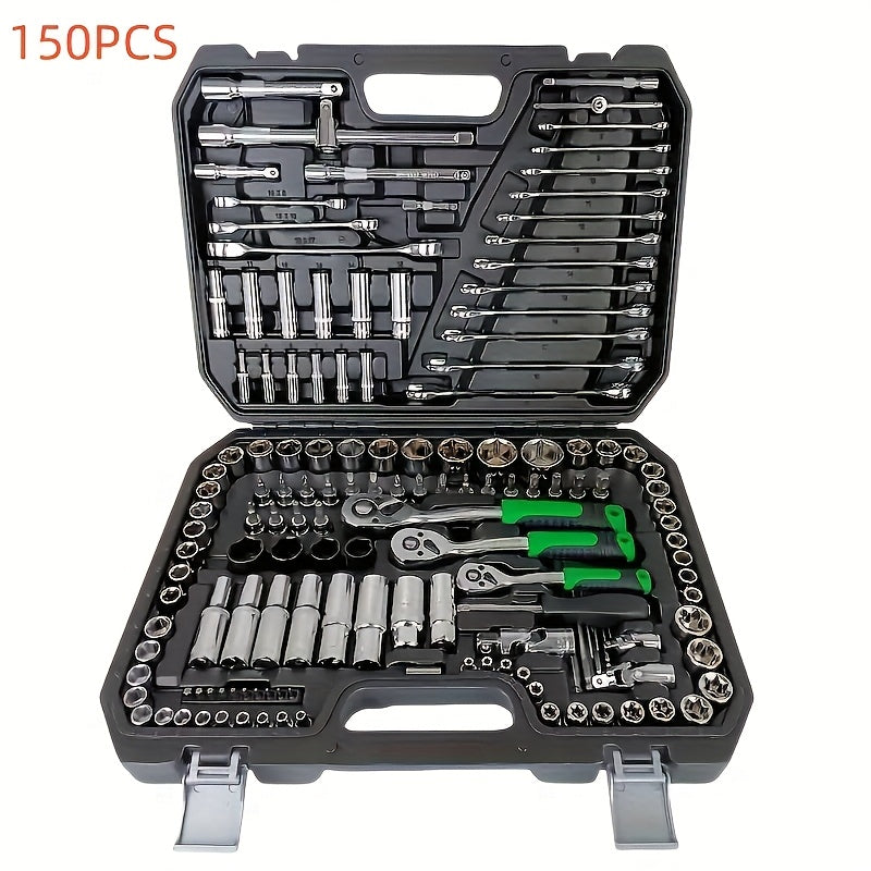 Coffret de clés à douille 150 pcs / 46 pcs – Jeu d’outils durables pour voiture et maison avec boîte de rangement premium