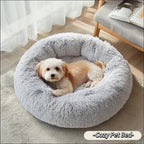 Panier apaisant pour chiens et chats – Lit rond douillet en forme de donut, coussin moelleux en fausse fourrure pour petits, moyens et grands animaux (40 à 99 cm)