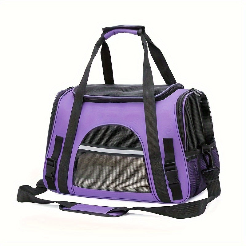 Sac de Transport Chat Portable – Grande Capacité, Respirant, avec Tapis Douillet, Fermeture Éclair, Maille Ventilée et Lanières Sécurisées pour Voiture et Voyages