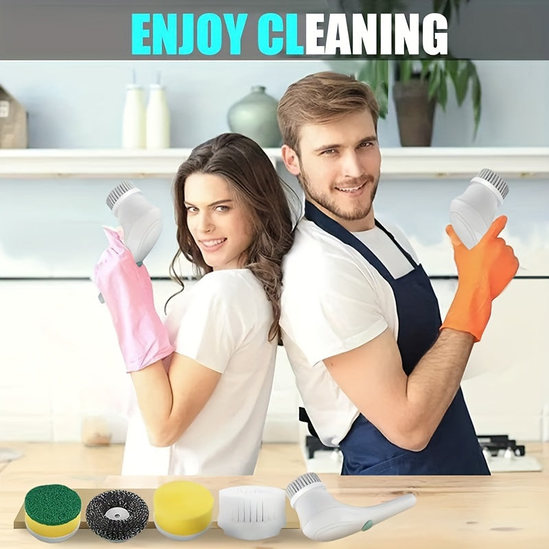 Brosse électrique de nettoyage ANKRIYUL avec 5 têtes interchangeables – Nettoyeur rotatif portable sans fil pour salle de bain, baignoire, carrelage, sol et cuisine – Recharge USB, batterie 800mAh