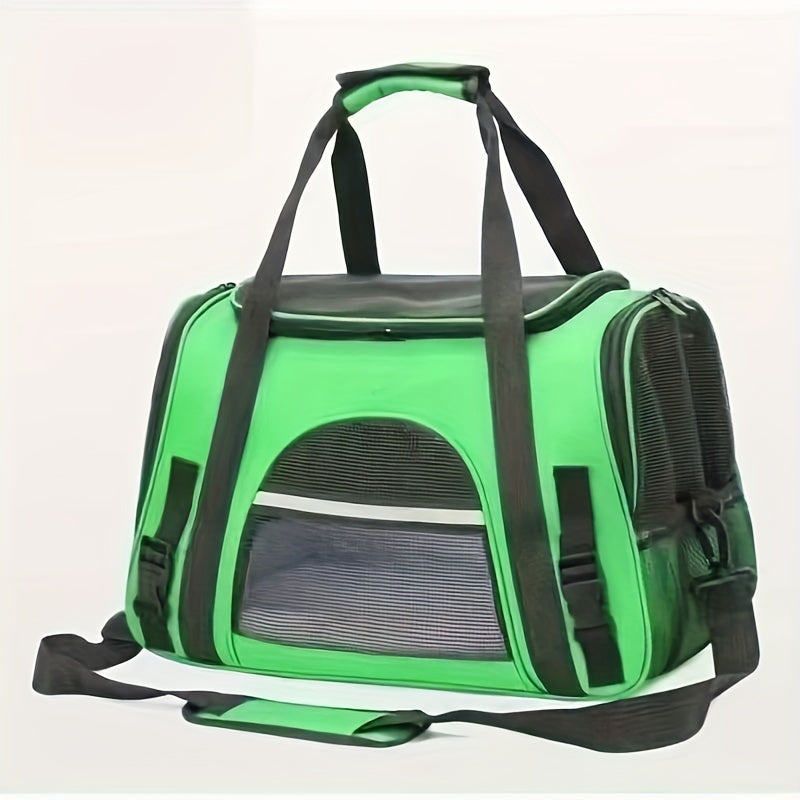 Sac de Transport Chat Portable – Grande Capacité, Respirant, avec Tapis Douillet, Fermeture Éclair, Maille Ventilée et Lanières Sécurisées pour Voiture et Voyages