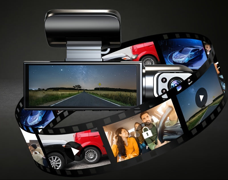 Caméra de Tableau de Bord Voiture ZKCAMSPY – Double Objectif Avant et Intérieur, 1080P HD, Vision Nocturne, Détection de Mouvement