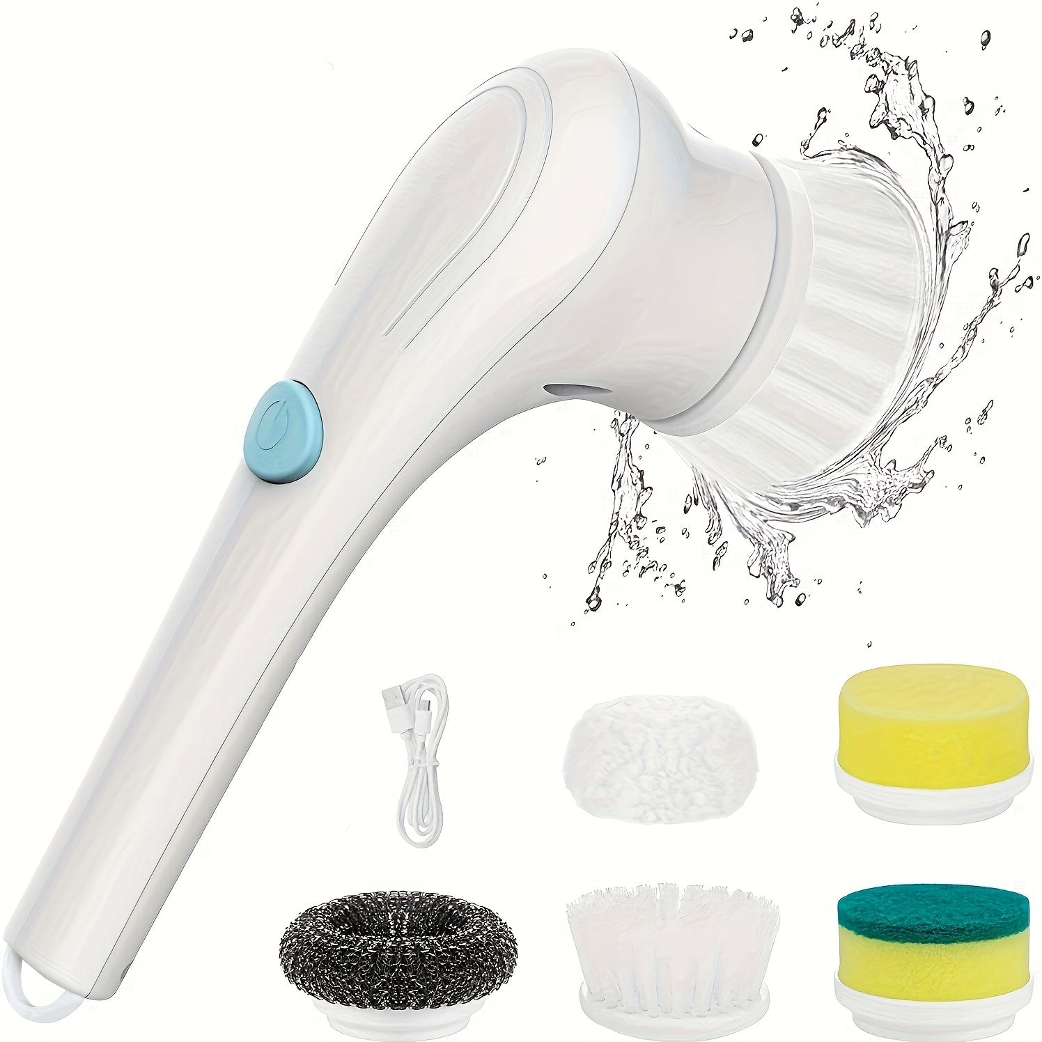 Brosse électrique de nettoyage ANKRIYUL avec 5 têtes interchangeables – Nettoyeur rotatif portable sans fil pour salle de bain, baignoire, carrelage, sol et cuisine – Recharge USB, batterie 800mAh