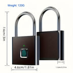 Cadenas Intelligent à Empreinte Digitale – Étanche, Sans Clé, Rechargeable USB, Aluminium Léger pour Bagages, Valises et Sacs à Dos
