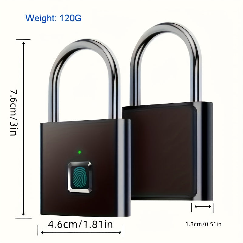 Cadenas Intelligent à Empreinte Digitale – Étanche, Sans Clé, Rechargeable USB, Aluminium Léger pour Bagages, Valises et Sacs à Dos