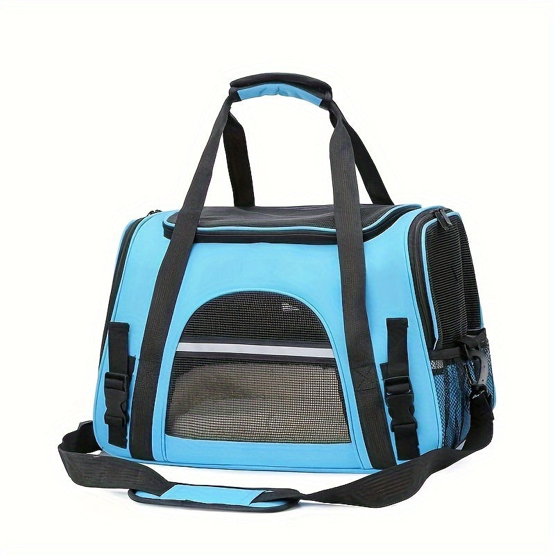Sac de Transport Chat Portable – Grande Capacité, Respirant, avec Tapis Douillet, Fermeture Éclair, Maille Ventilée et Lanières Sécurisées pour Voiture et Voyages