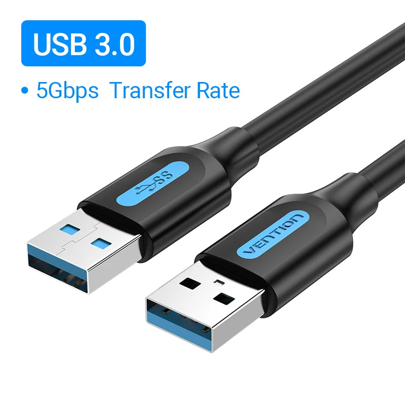 Vention Câble USB Mâle à Mâle | Extension USB 2.0 / 3.0 Haute Vitesse – Câble Extender pour Transfert de Données, Haut-parleur, Radiateur, Webcam HD, Voiture