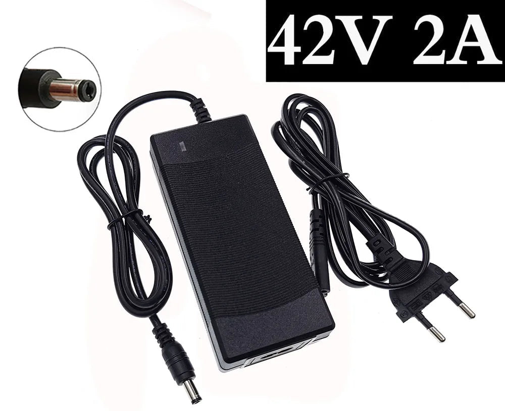 Chargeur Batterie 36V 2A – Sortie 42V 2A, Entrée 100-240V AC, Compatible Lithium, Li-ion et Li-Poly pour Batterie 36V 10S