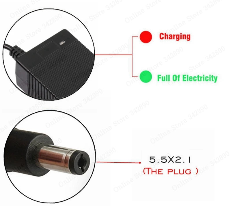 Chargeur Batterie 36V 2A – Sortie 42V 2A, Entrée 100-240V AC, Compatible Lithium, Li-ion et Li-Poly pour Batterie 36V 10S