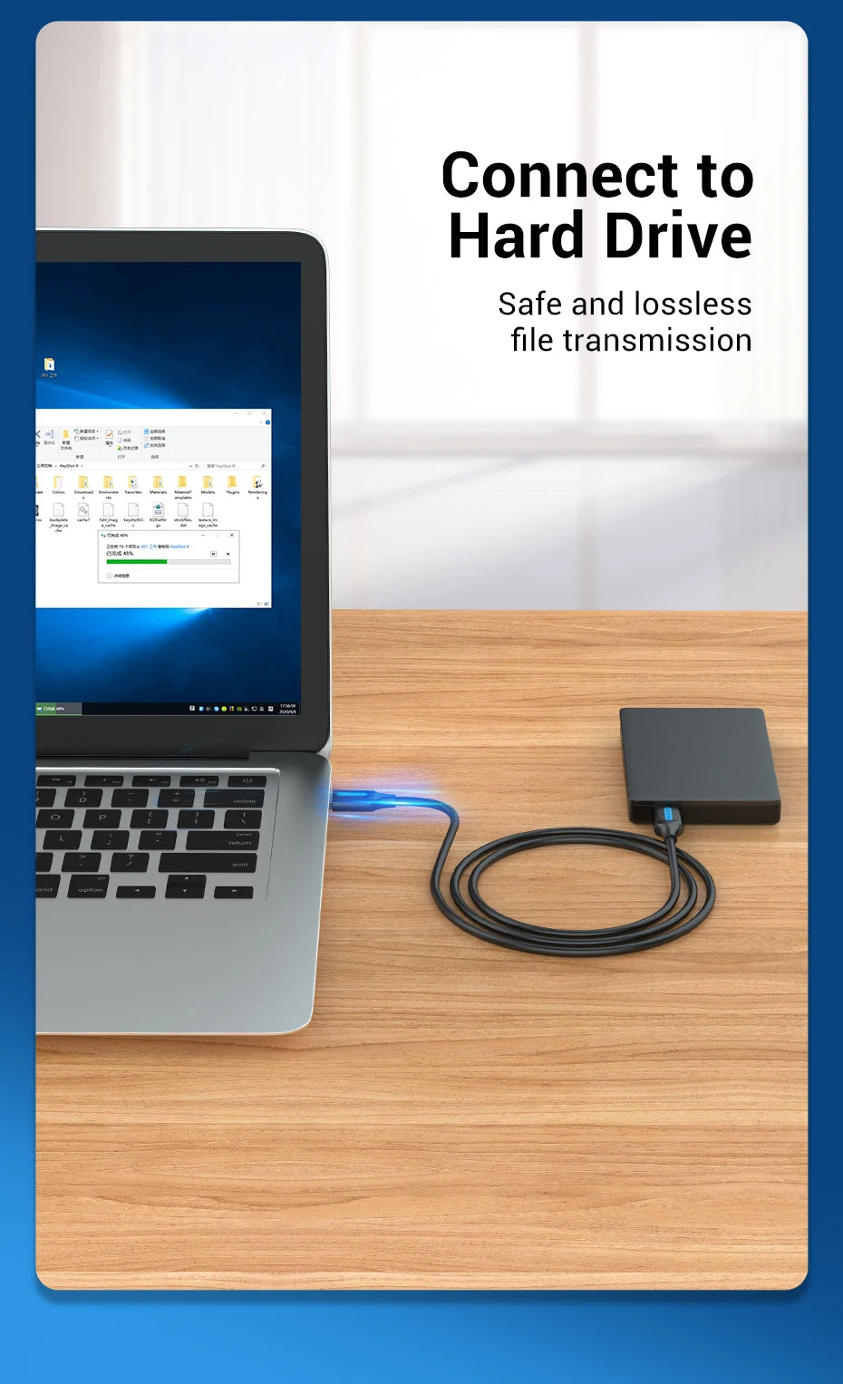 Vention Câble USB Mâle à Mâle | Extension USB 2.0 / 3.0 Haute Vitesse – Câble Extender pour Transfert de Données, Haut-parleur, Radiateur, Webcam HD, Voiture