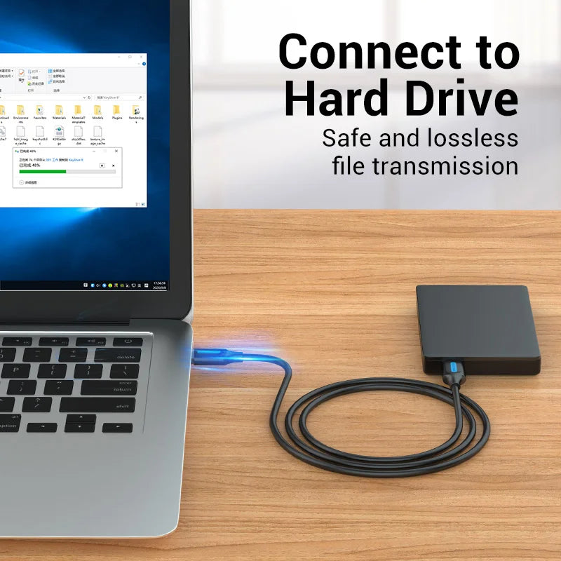 Vention Câble USB Mâle à Mâle | Extension USB 2.0 / 3.0 Haute Vitesse – Câble Extender pour Transfert de Données, Haut-parleur, Radiateur, Webcam HD, Voiture