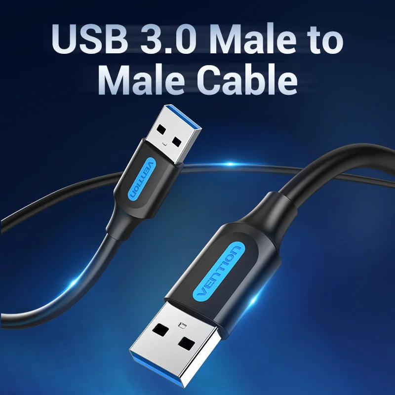 Vention Câble USB Mâle à Mâle | Extension USB 2.0 / 3.0 Haute Vitesse – Câble Extender pour Transfert de Données, Haut-parleur, Radiateur, Webcam HD, Voiture