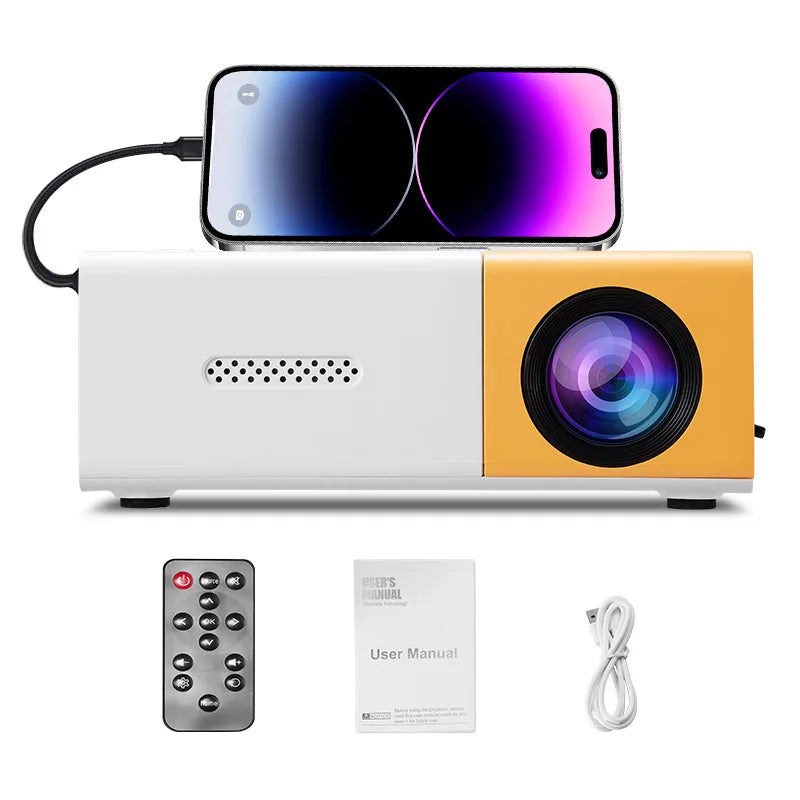 Mini Vidéoprojecteur Portable Full HD 1080P – Avec Télécommande, Compatible Smartphones, USB et Appareils Multimédias