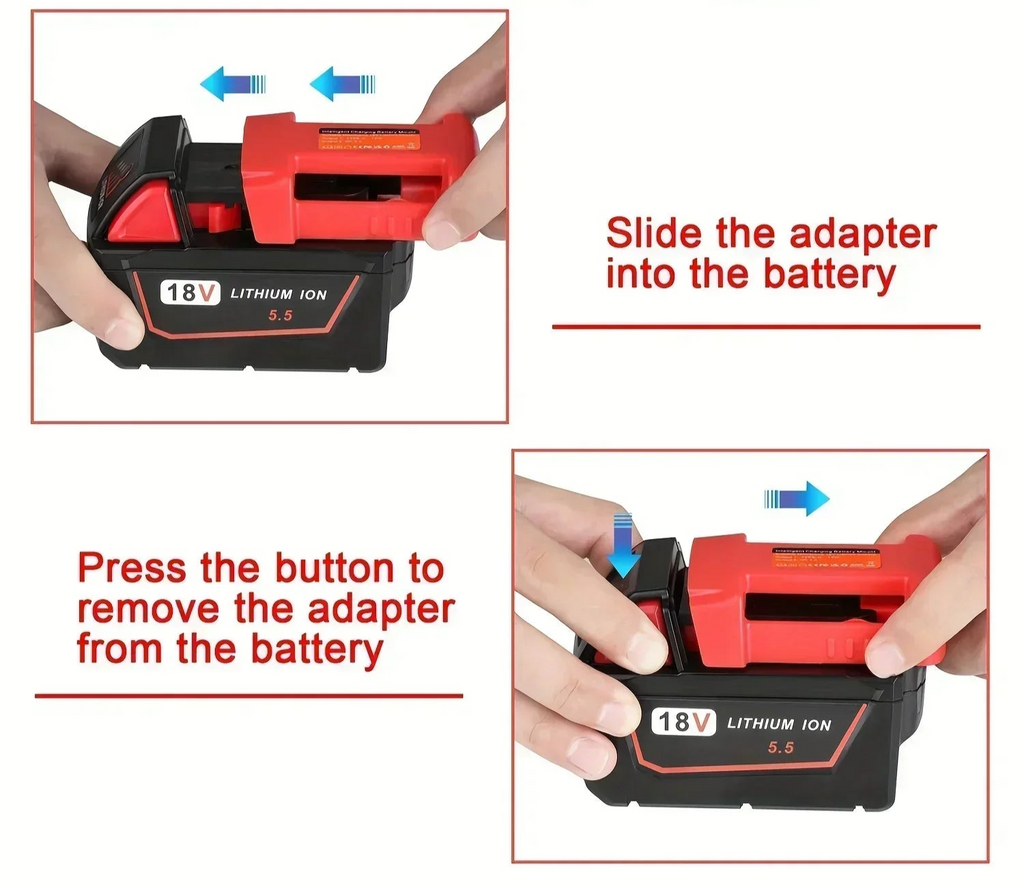 Adaptateur USB pour batterie Milwaukee M18 18V – Double port de charge USB et Type-C