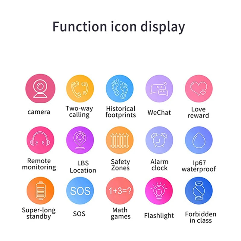 Montre Connectée pour Enfants avec Localisation GPS, Caméra, Vidéo, Musique, Jeux, Réveil et Calculatrice