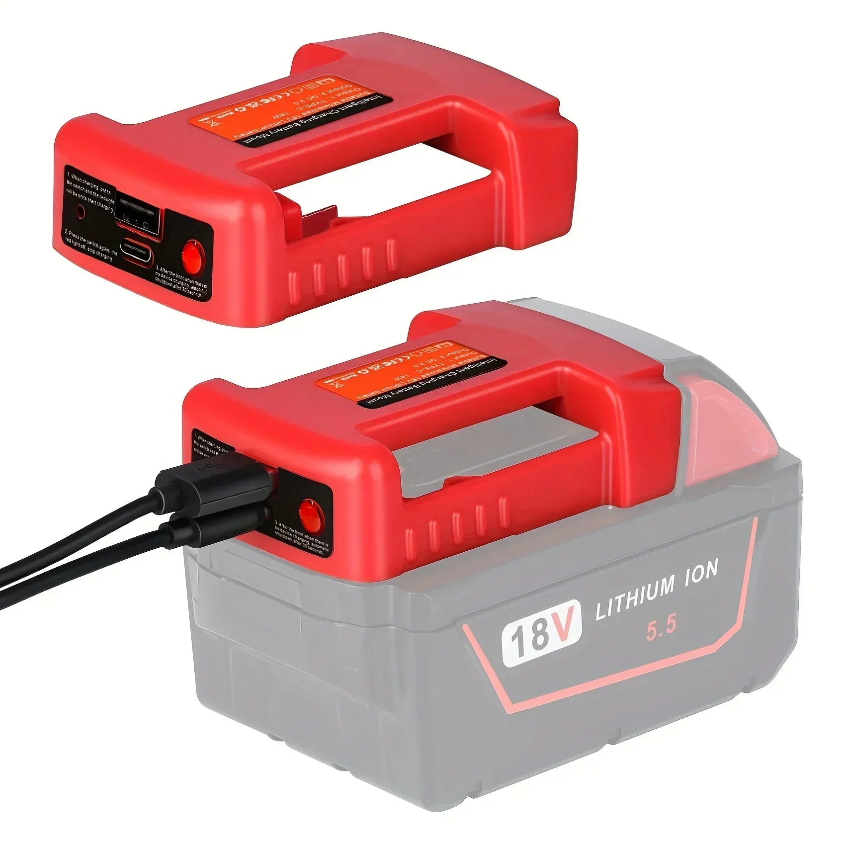 Adaptateur USB pour batterie Milwaukee M18 18V – Double port de charge USB et Type-C