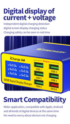 Chargeur USB Intelligent MECHANIC iCharge 6M – 6 Ports, Charge Rapide avec Écran Digital