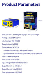 Chargeur USB Intelligent MECHANIC iCharge 6M – 6 Ports, Charge Rapide avec Écran Digital