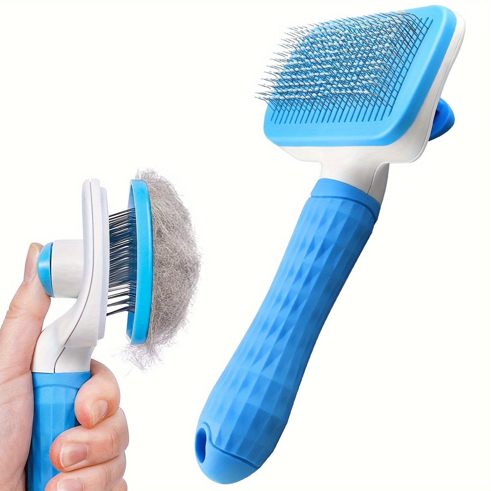Brosse et peigne de massage 2-en-1 pour chiens et chats – Design ergonomique, tête détachable, élimination des poils morts et toilettage efficace, réduit la perte de poils
