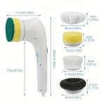 Brosse électrique de nettoyage ANKRIYUL avec 5 têtes interchangeables – Nettoyeur rotatif portable sans fil pour salle de bain, baignoire, carrelage, sol et cuisine – Recharge USB, batterie 800mAh