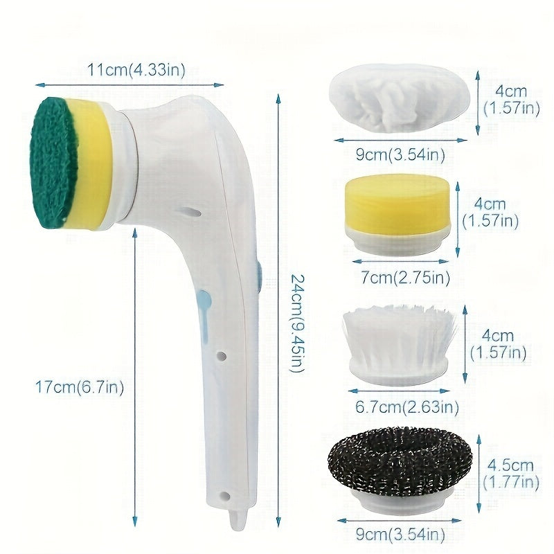 Brosse électrique de nettoyage ANKRIYUL avec 5 têtes interchangeables – Nettoyeur rotatif portable sans fil pour salle de bain, baignoire, carrelage, sol et cuisine – Recharge USB, batterie 800mAh