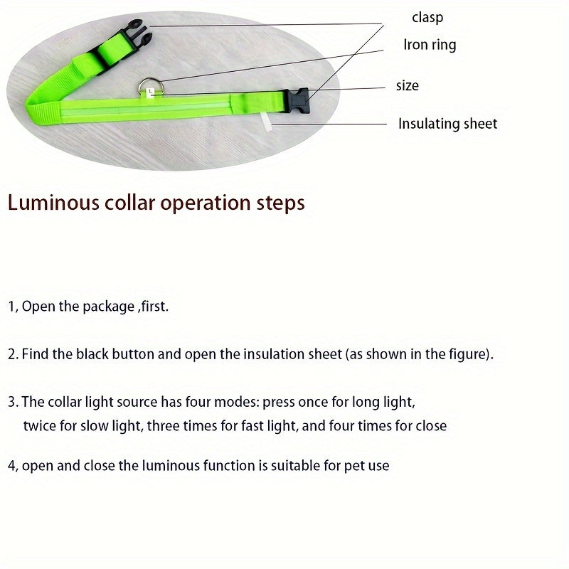 Collier Lumineux Réglable pour Chiens – Sécurité Nocturne, Strié Phosphorescent