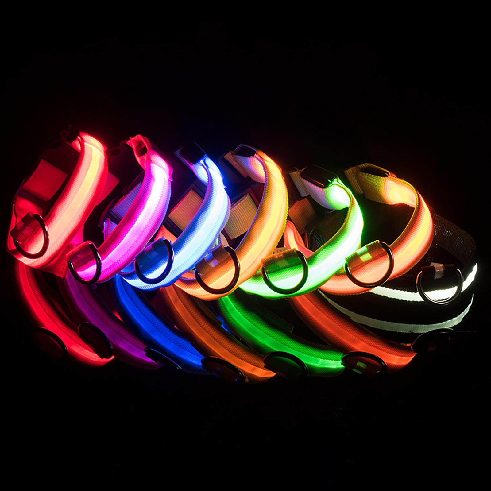 Collier Lumineux Réglable pour Chiens – Sécurité Nocturne, Strié Phosphorescent