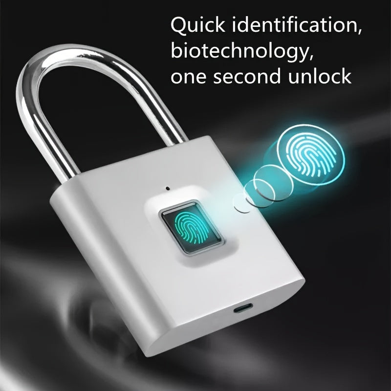Cadenas Intelligent à Empreinte Digitale – Étanche, Sans Clé, Rechargeable USB, Aluminium Léger pour Bagages, Valises et Sacs à Dos