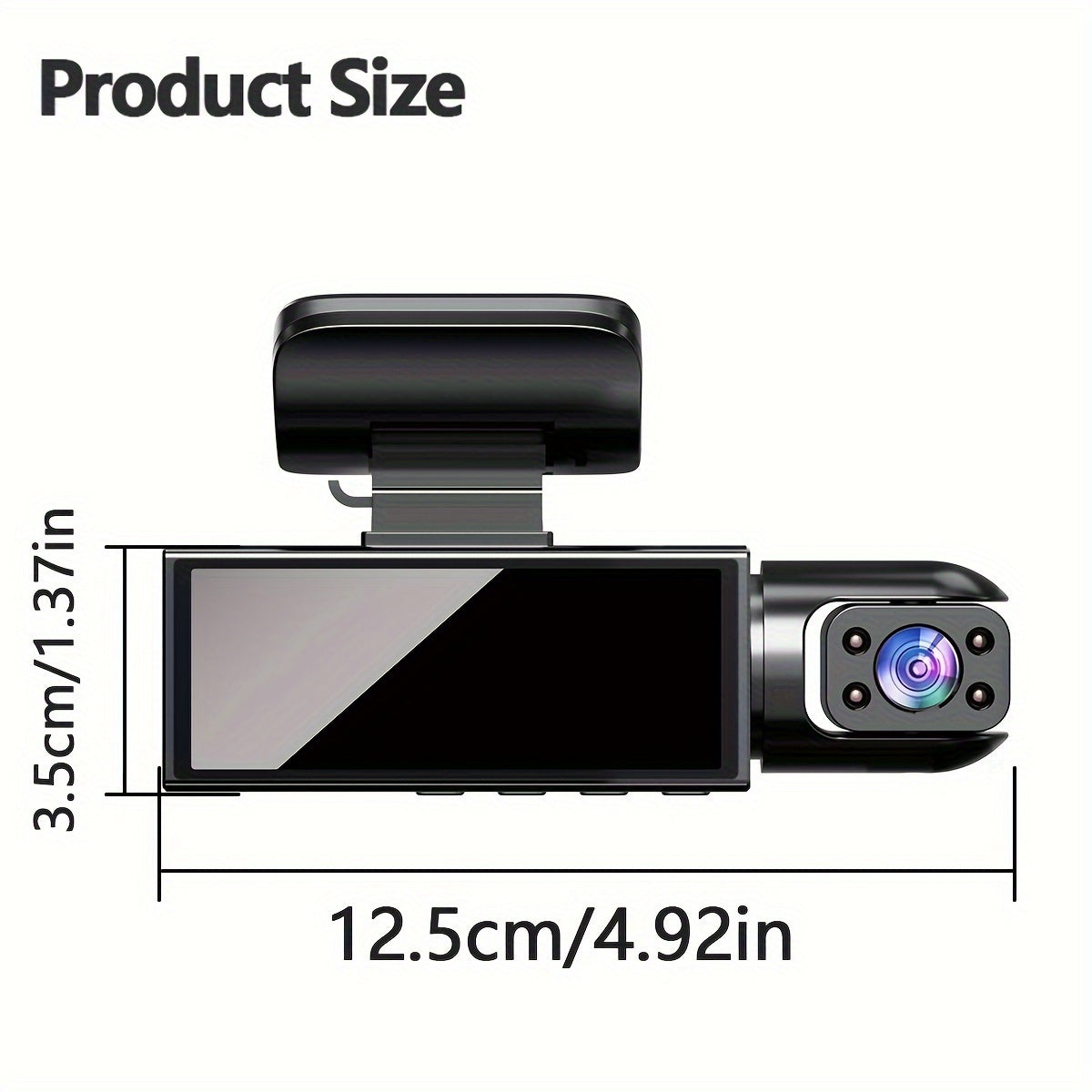 Caméra de Tableau de Bord Voiture ZKCAMSPY – Double Objectif Avant et Intérieur, 1080P HD, Vision Nocturne, Détection de Mouvement