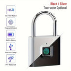 Cadenas Intelligent à Empreinte Digitale – Étanche, Sans Clé, Rechargeable USB, Aluminium Léger pour Bagages, Valises et Sacs à Dos
