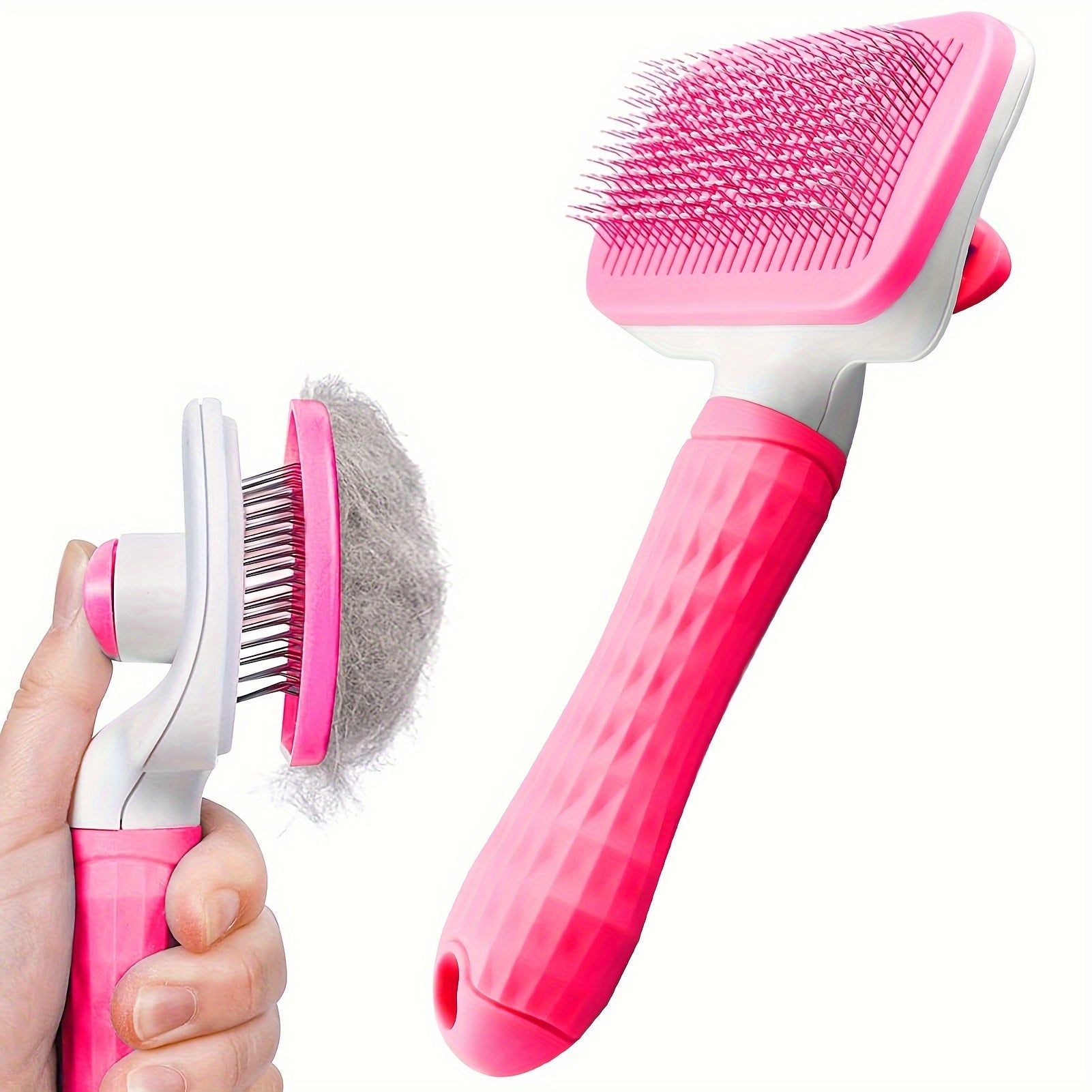 Brosse et peigne de massage 2-en-1 pour chiens et chats – Design ergonomique, tête détachable, élimination des poils morts et toilettage efficace, réduit la perte de poils