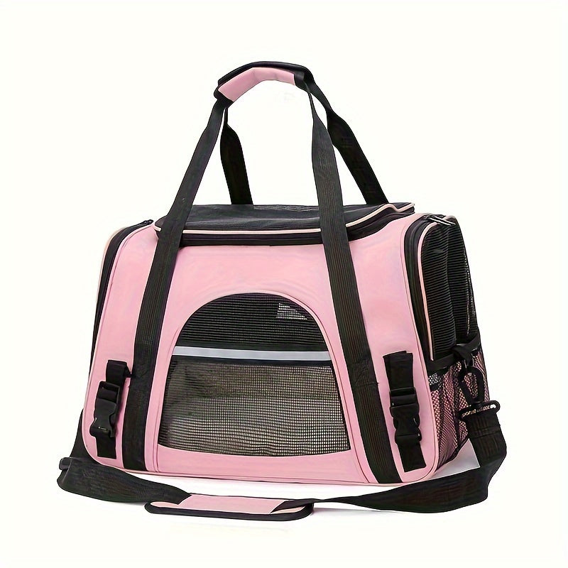 Sac de Transport Chat Portable – Grande Capacité, Respirant, avec Tapis Douillet, Fermeture Éclair, Maille Ventilée et Lanières Sécurisées pour Voiture et Voyages