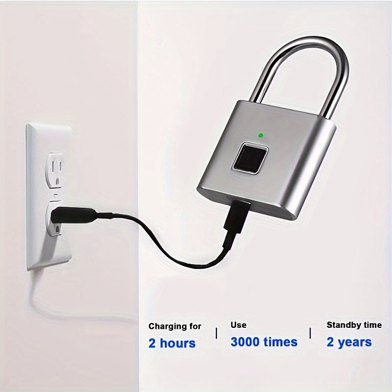 Cadenas Intelligent à Empreinte Digitale – Étanche, Sans Clé, Rechargeable USB, Aluminium Léger pour Bagages, Valises et Sacs à Dos