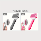 Brosse et peigne de massage 2-en-1 pour chiens et chats – Design ergonomique, tête détachable, élimination des poils morts et toilettage efficace, réduit la perte de poils