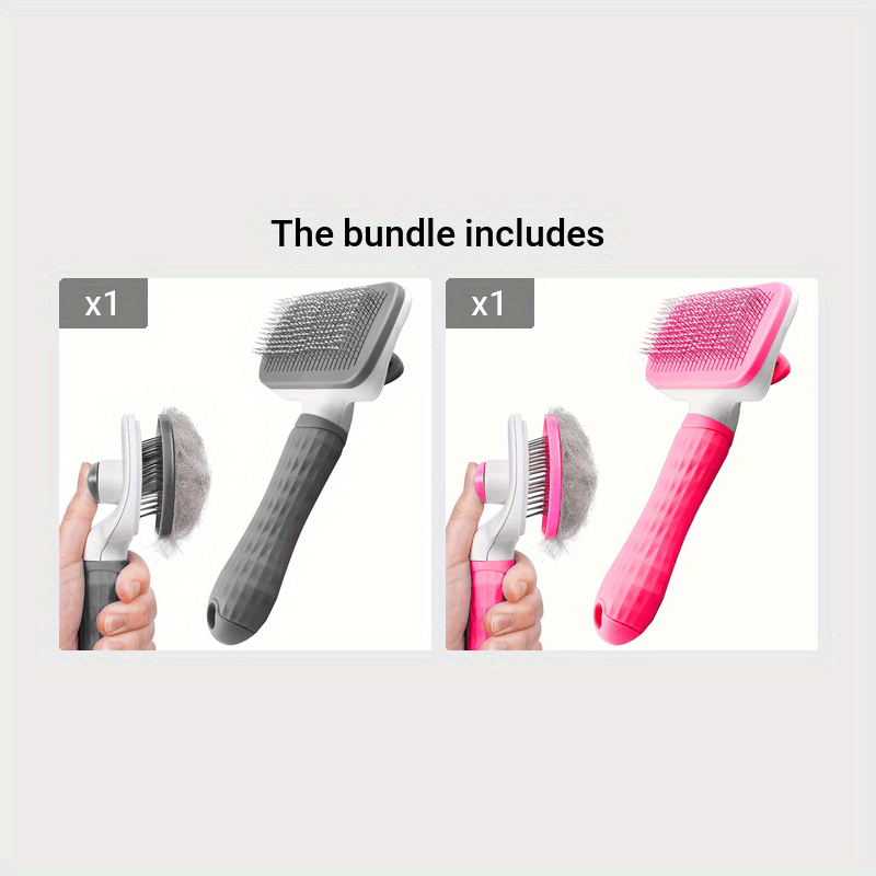 Brosse et peigne de massage 2-en-1 pour chiens et chats – Design ergonomique, tête détachable, élimination des poils morts et toilettage efficace, réduit la perte de poils