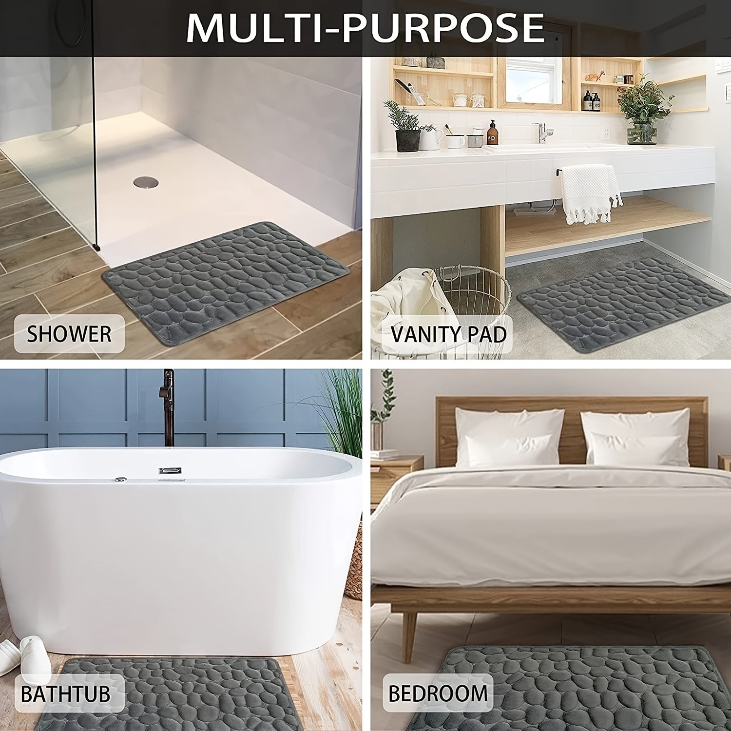 Tapis de Bain Doux en Mousse à Mémoire de Forme – Confort & Absorption Rapide