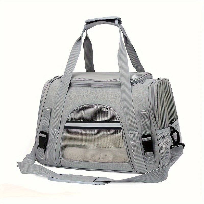 Sac de Transport Chat Portable – Grande Capacité, Respirant, avec Tapis Douillet, Fermeture Éclair, Maille Ventilée et Lanières Sécurisées pour Voiture et Voyages