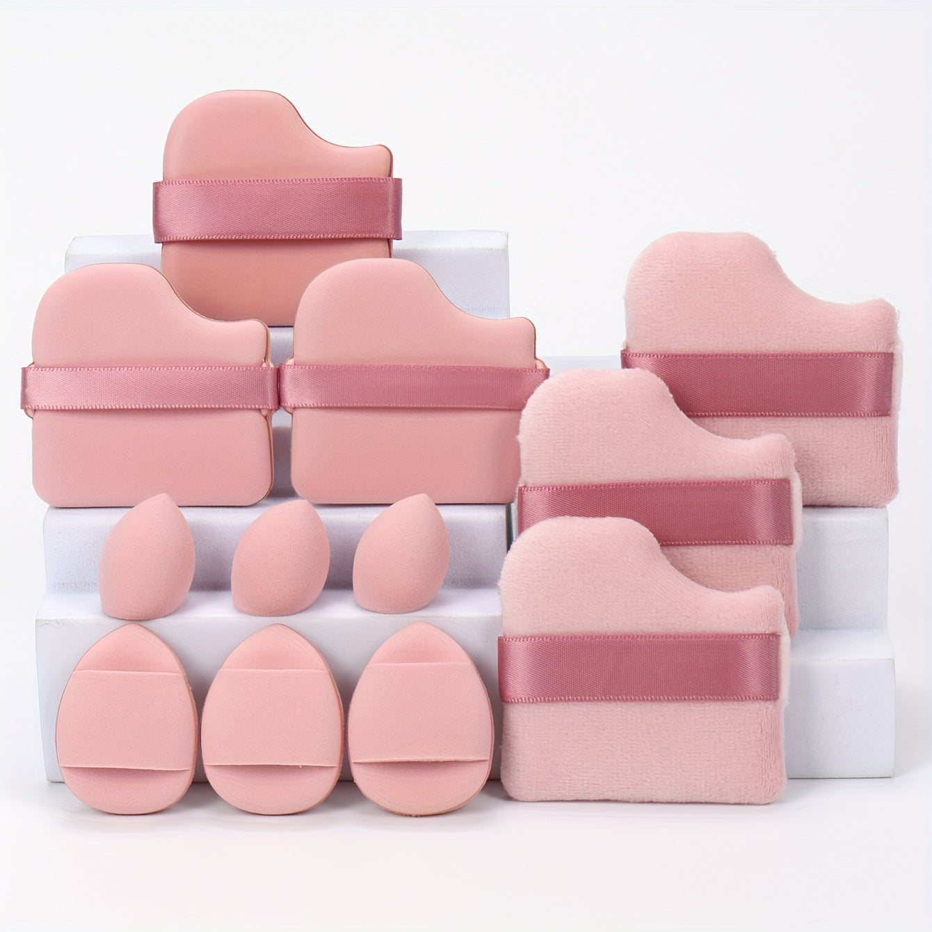Coffret de 12 Éponges de Maquillage Polyvalentes – 3 Poudriers, 3 Mini Coussinets, 3 Beauty Blenders et 3 Mini Beauty Blenders