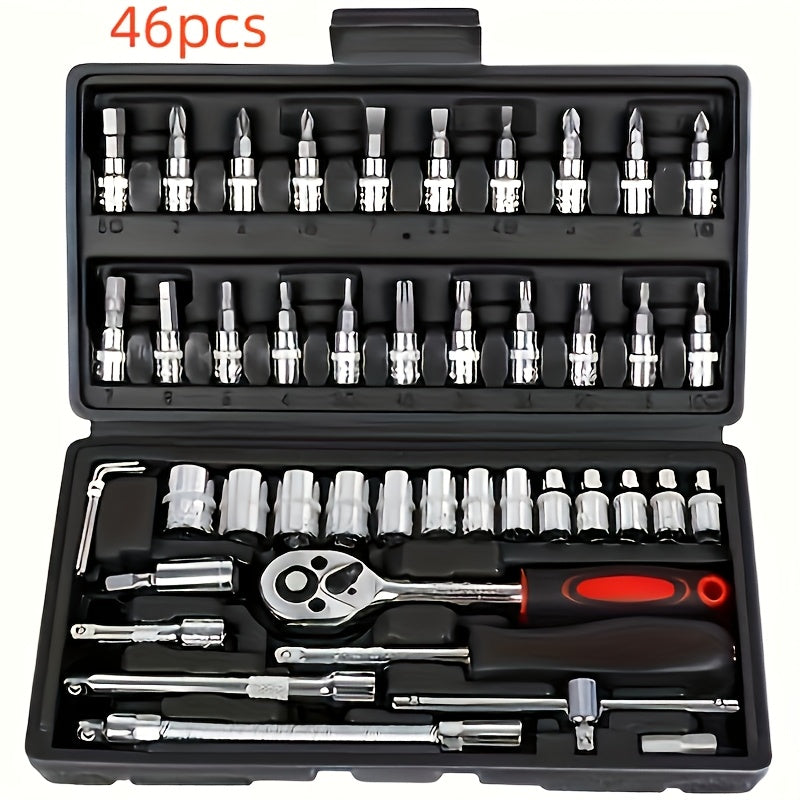 Coffret de clés à douille 150 pcs / 46 pcs – Jeu d’outils durables pour voiture et maison avec boîte de rangement premium